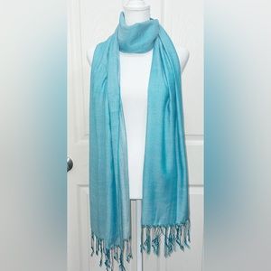 Aqua Blue Turquoise Fashionable pashmina silk shawl|100% Silk